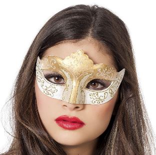verkoop - attributen - Themafeest - Venetiaans masker wit glitter